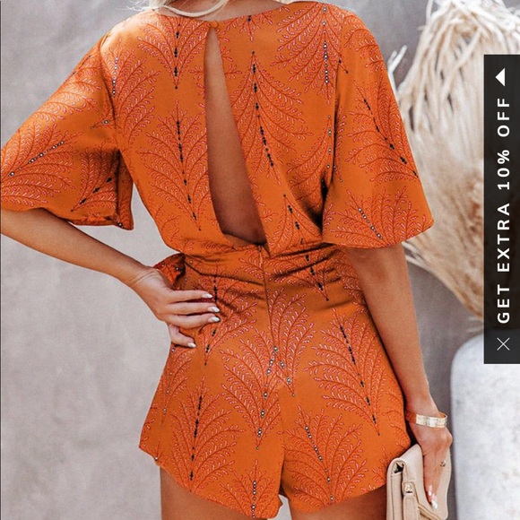 Orange Romper NWT. - Picture 2 of 3